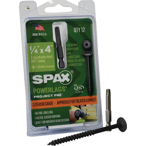 Spax PowerLags 1/4 In. x 4 In. Washer Head Exterior Structure Screw (12 Ct.)