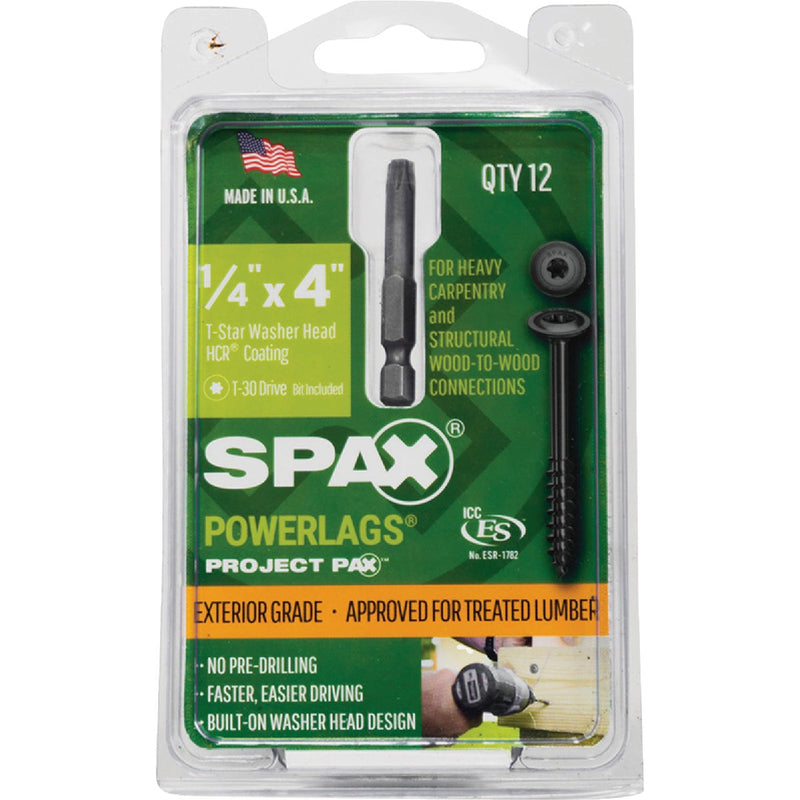 Spax PowerLags 1/4 In. x 4 In. Washer Head Exterior Structure Screw (12 Ct.)