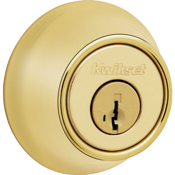 Kwikset 660 Mobile Home Single Cylinder Deadbolt with SmartKey, Polished Brass