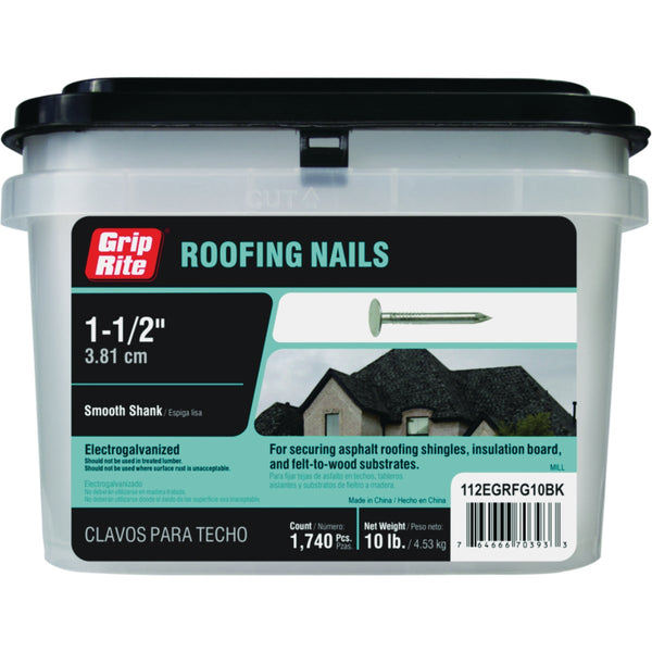 Grip-Rite 1-1/2 In. Electrogalvanized Roofing Nail (1740 Ct., 10 Lb.)