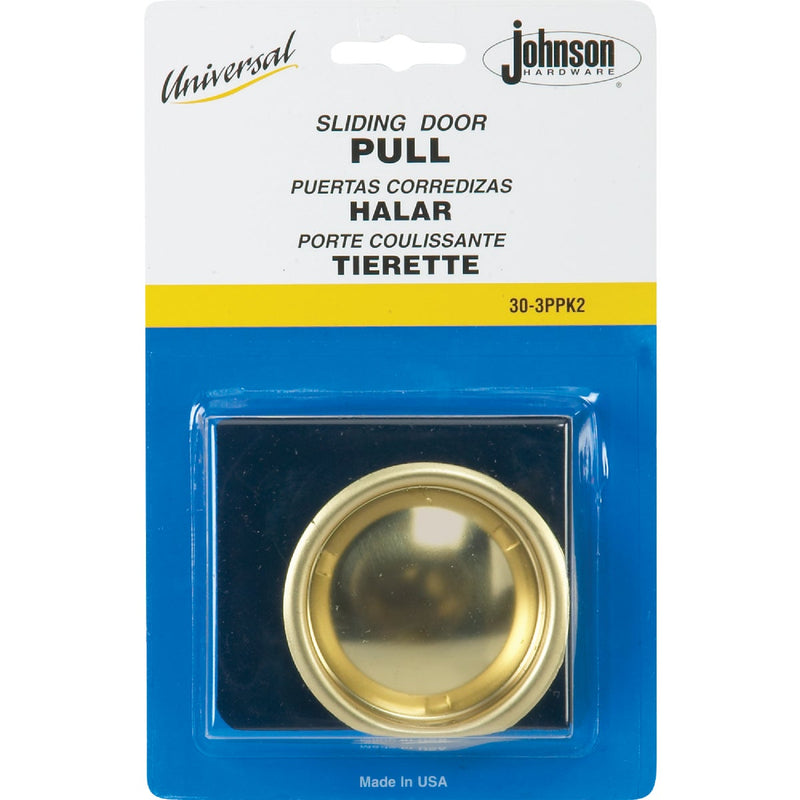 Johnson Hardware 2-1/8 In. Dia. Brass Snap-In Flush Cup Pocket Door Pull (2-Count)