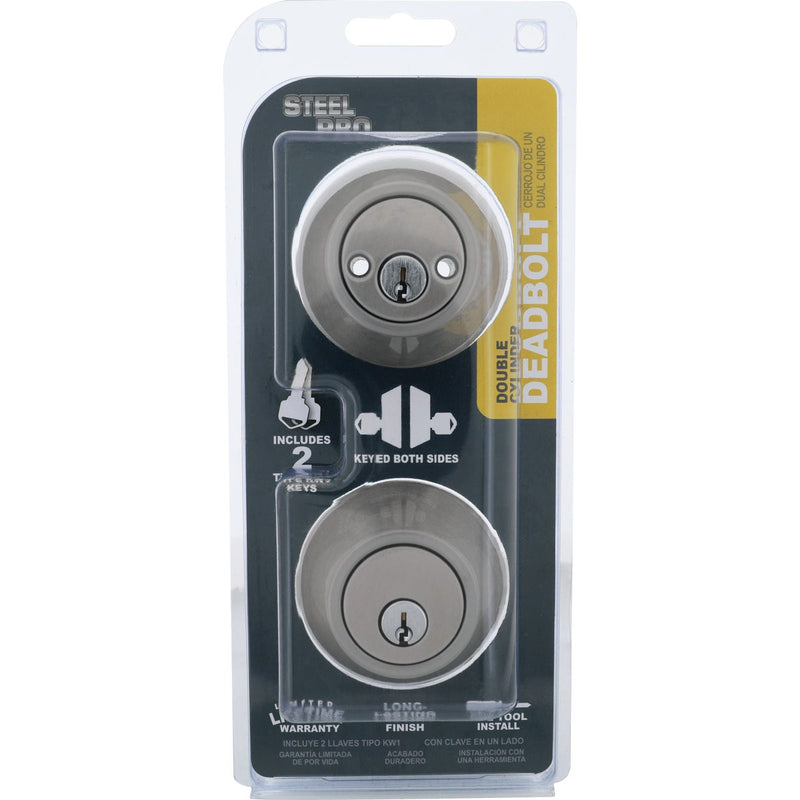 Steel Pro Brushed Nickel Double Cylinder Deadbolt