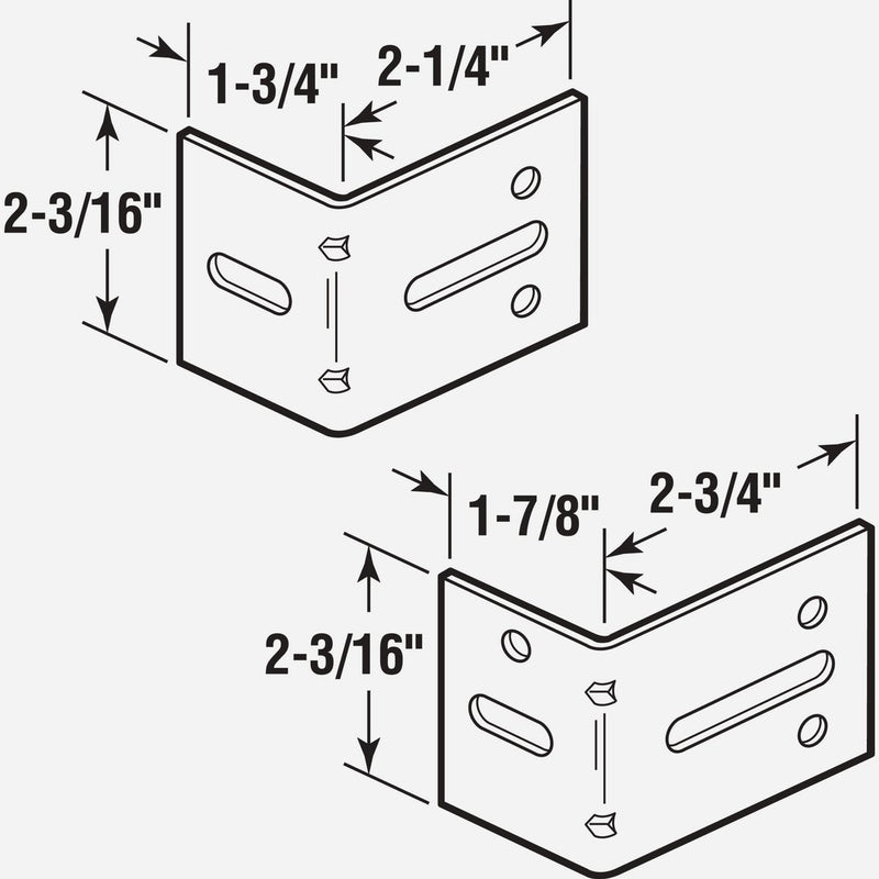 Prime-Line 2-1/4 In. & 2-3/4 In. Steel Track Brackets (2-Count)