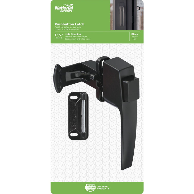 National Black Push Button Latch with 1-3/4 In. Hole Spacing