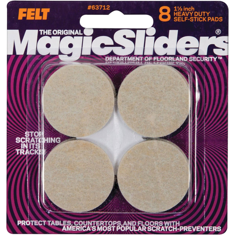 Magic Sliders 1-1/2 In. Round Oatmeal Self Adhesive Felt Pads (8-Pack)