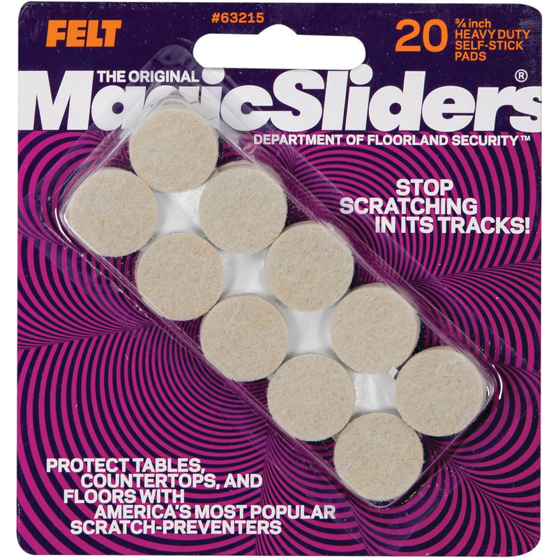 Magic Sliders 3/4 In. Oatmeal Self Adhesive Felt Pads,(20-Count)