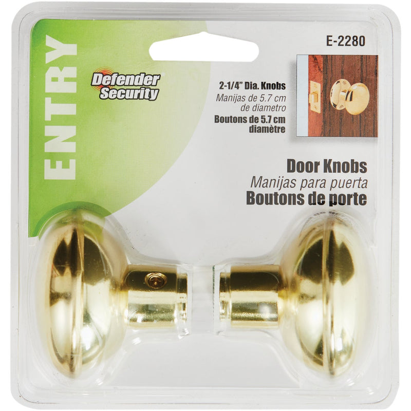 Defender Security Brass Hall & Closet Door Knob