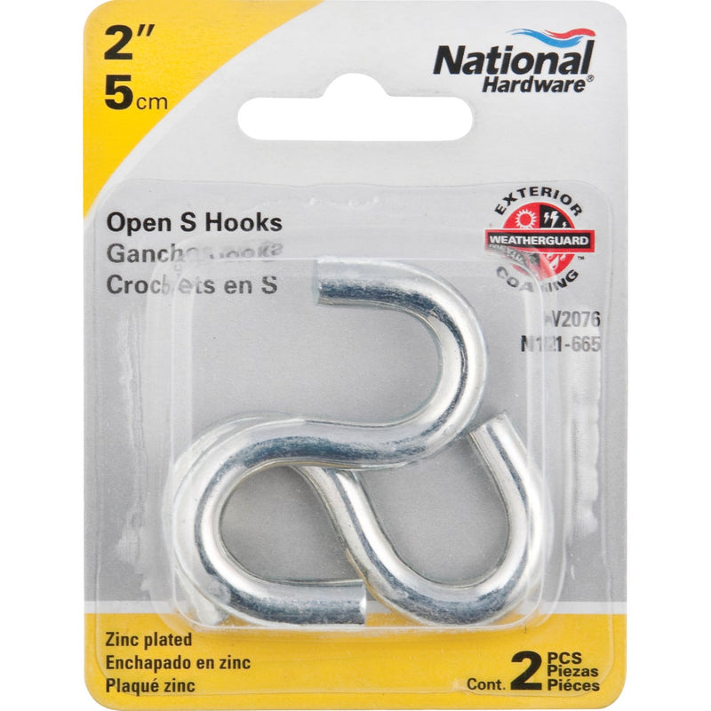 National 2 In. Zinc Heavy Open S Hook (2 Ct.)