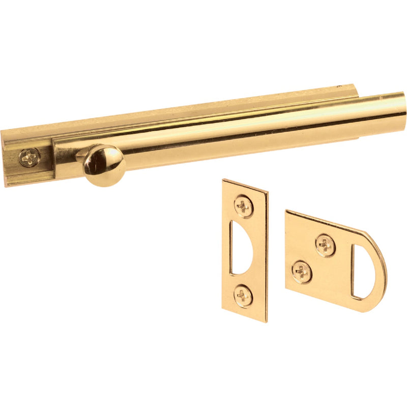 Defender Security 4 In. Brass Surface Bolt