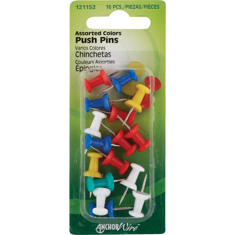 Hillman Anchor Wire Assorted Color Push Pins (16-Count)