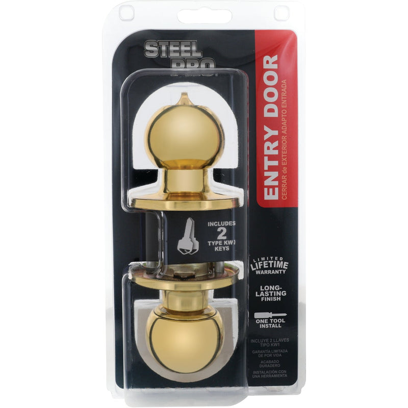 Steel Pro Polished Brass Entry Door Knob