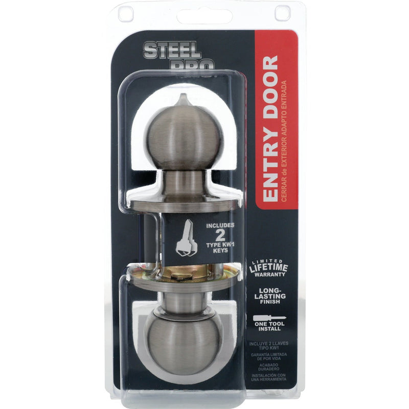 Steel Pro Brushed Nickel Entry Door Knob