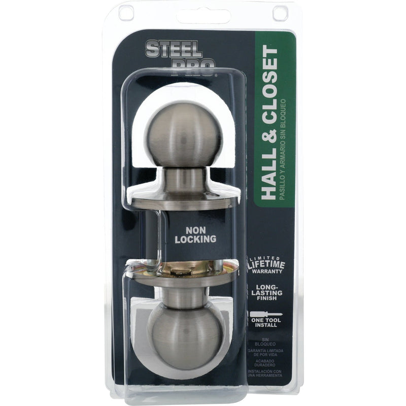 Steel Pro Brushed Nickel Hall & Closet Door Knob