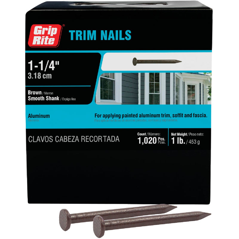 Grip-Rite 1-1/4 In. 12.5 Ga. Brown Aluminum Trim Nail (1 Lb.)
