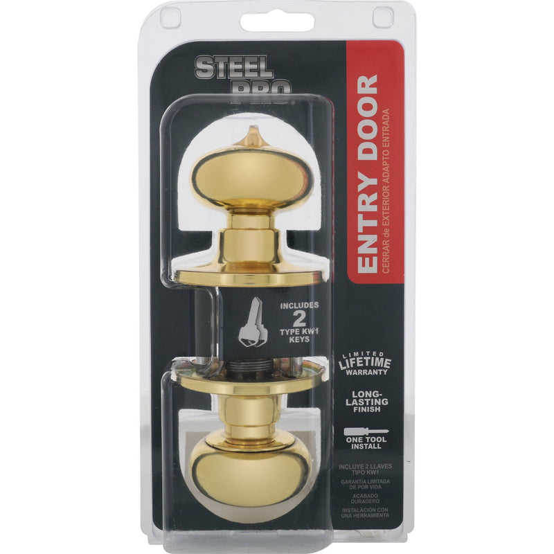 Steel Pro Polished Brass Entry Door Knob