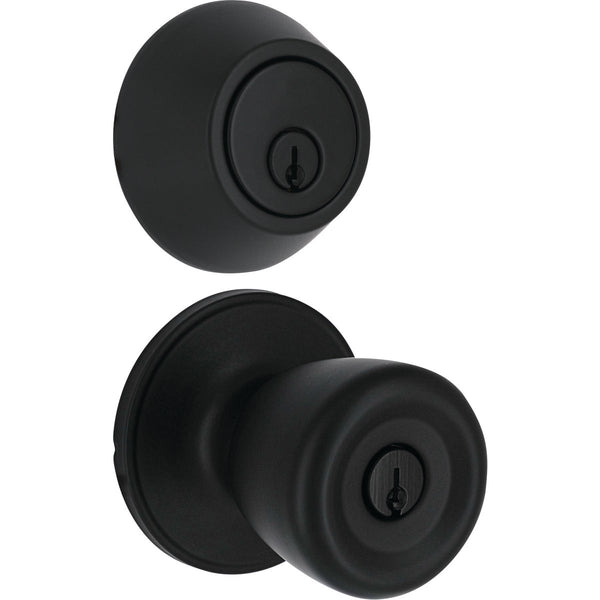 Steel Pro Matte Black Tulip 2-Cylinder Deadbolt & Door Knob Entry Combo