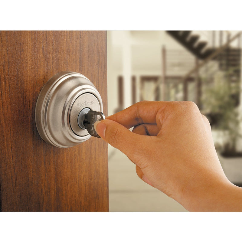 Kwikset Signature Series Juno Satin Nickel Deadbolt and Door Knob Combo