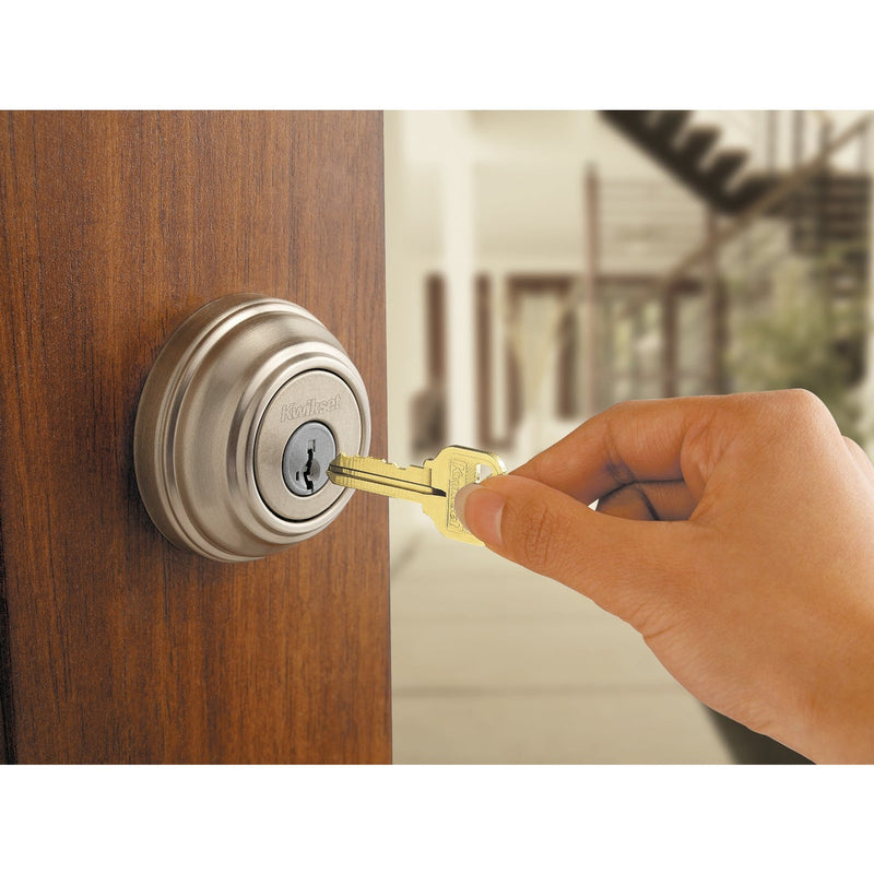 Kwikset Signature Series Juno Satin Nickel Deadbolt and Door Knob Combo