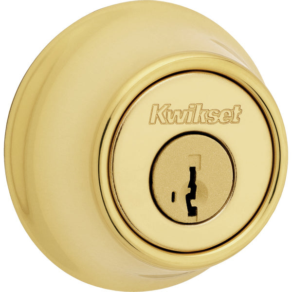 Kwikset 665 Double Cylinder Adjustable Latch Deadbolt with SmartKey, Polished Brass