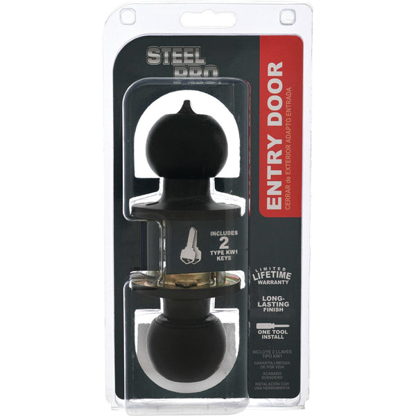 Steel Pro Matte Black Ball Entry Knob