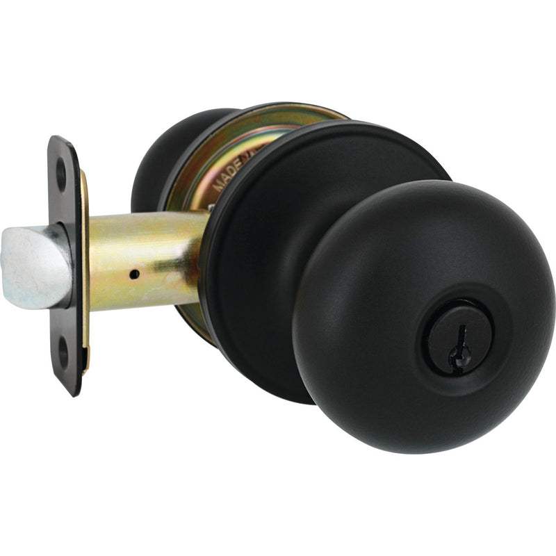 Steel Pro Matte Black Half Round Entry Knob