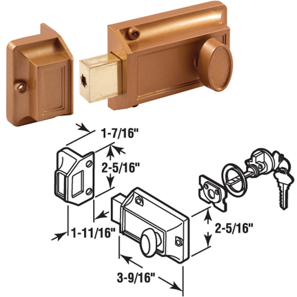 Defender Security Brass Night Lock Single Rim Deadlock