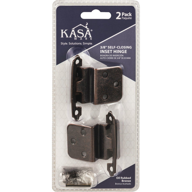 KasaWare 3/8 In. Oil Rubbed Bronze Self-Closing Inset Hinge (2-Pack)