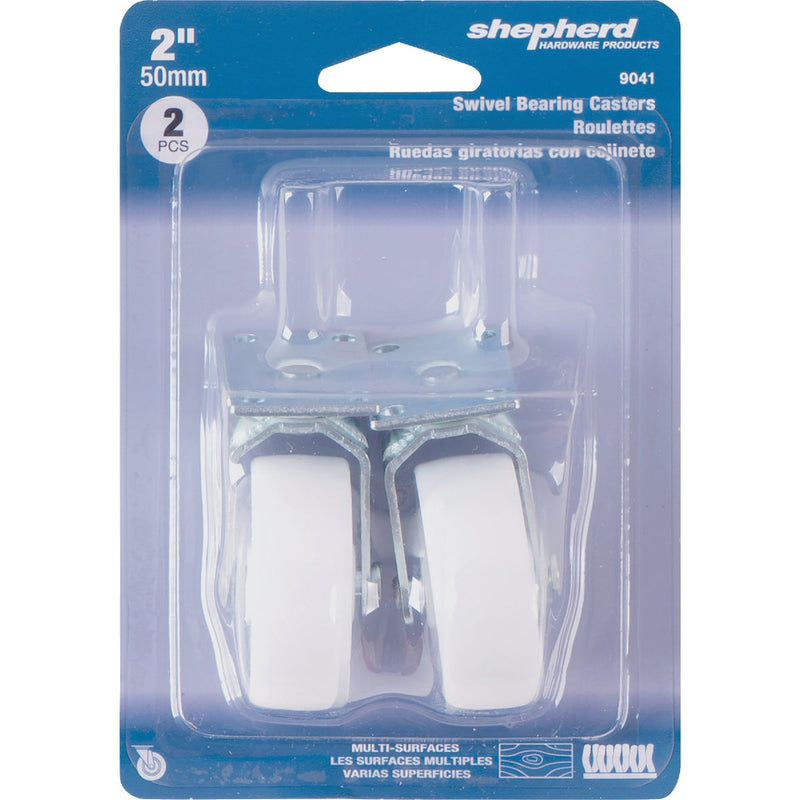 Shepherd Hardware 2 In. Light-Duty Plastic Swivel Plate Caster (2-Pack)