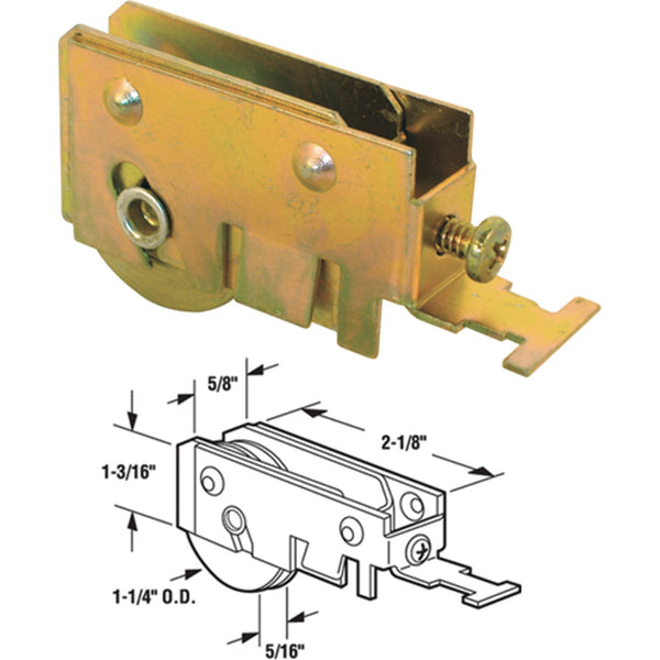 Prime-Line 1-1/4 In. Steel Ball Bearing Patio Door Roller with Adjustable Housing Assembly & K-Tab Section