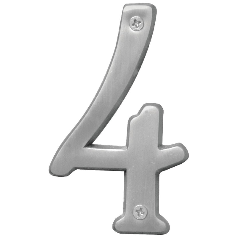 Hy-Ko Prestige Series 4 In. Satin Nickel House Number Four