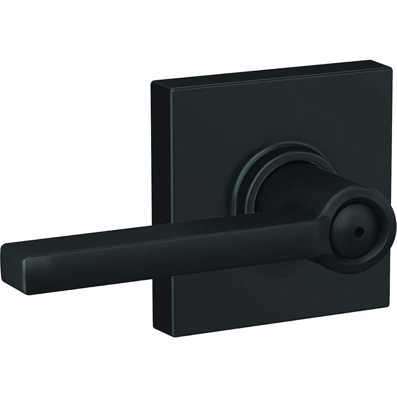 Schlage Latitude Lever with Collins Trim Matte Black Bed & Bath Lock