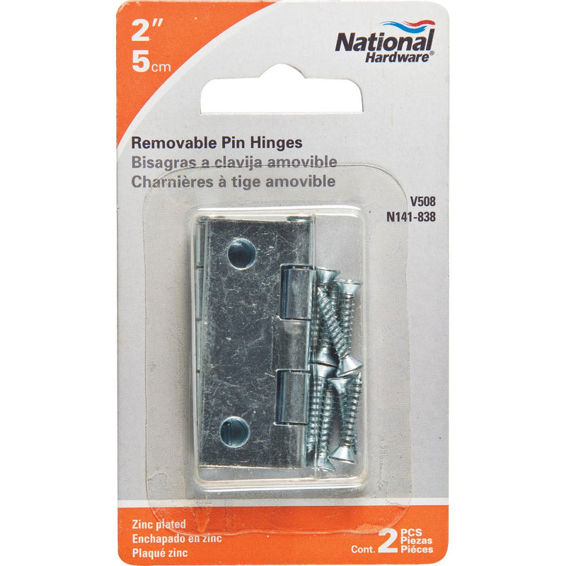 National 2 In. Zinc Loose-Pin Narrow Hinge (2-Pack)