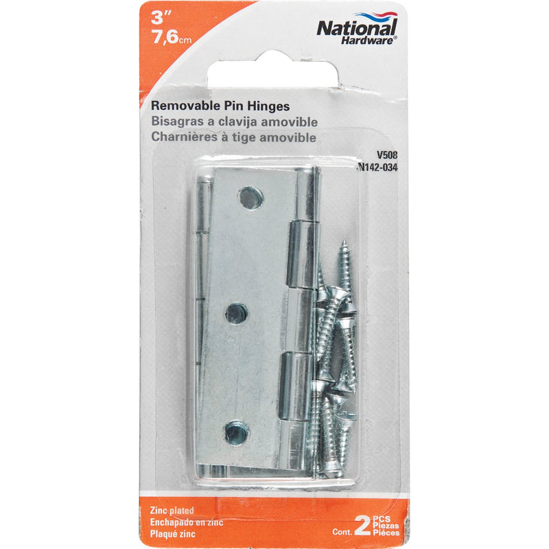 National 3 In. Zinc Loose-Pin Narrow Hinge (2-Pack)