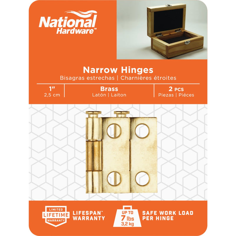 National 1 In. Brass Loose-Pin Narrow Hinge (2-Pack)