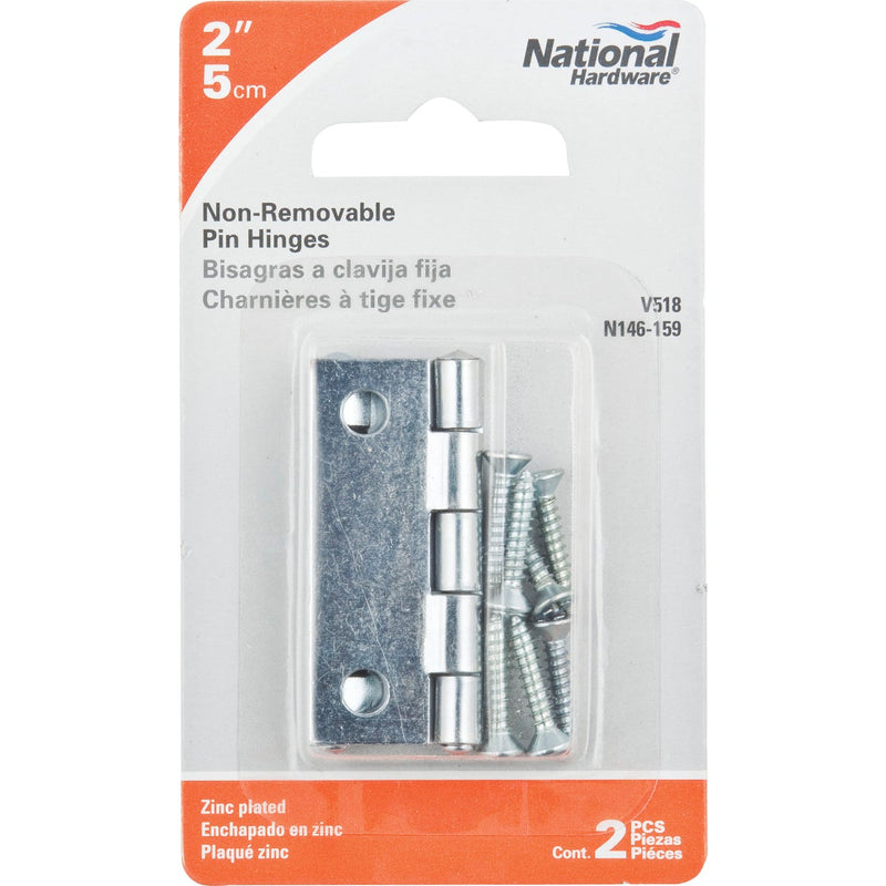 National 2 In. Zinc Tight-Pin Narrow Hinge (2-Pack)