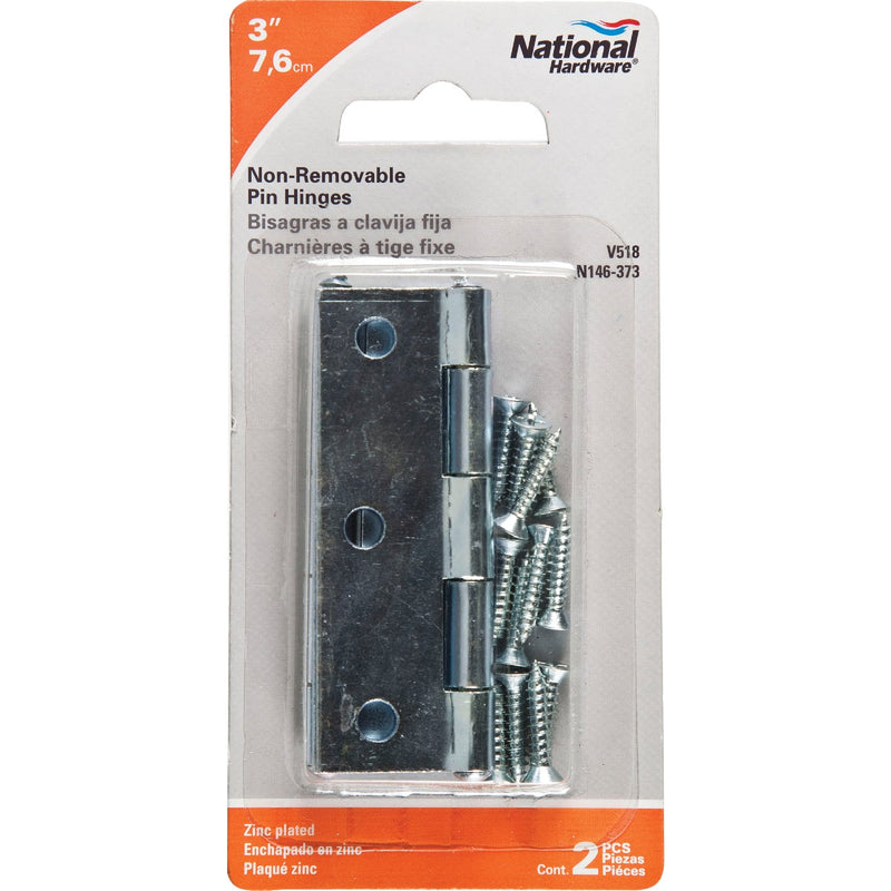 National 3 In. Zinc Tight-Pin Narrow Hinge (2-Pack)