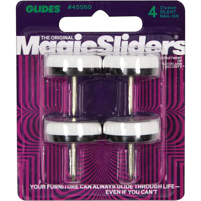 Magic Sliders 1-1/8 In. Round Nail on Furniture Glide,(4-Pack)