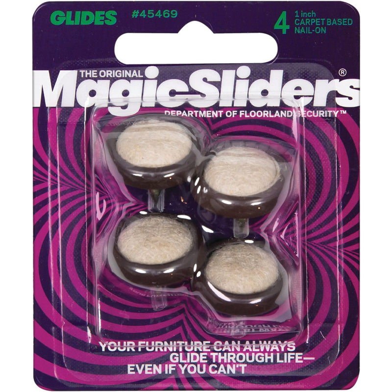 Magic Sliders 1 In. Round Nail on Furniture Glide,(4-Pack)