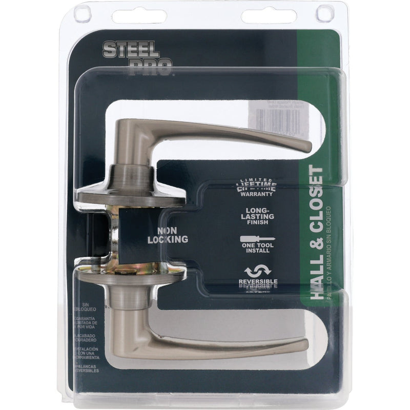 Steel Pro Brushed Nickel Straight Passage Door Lever