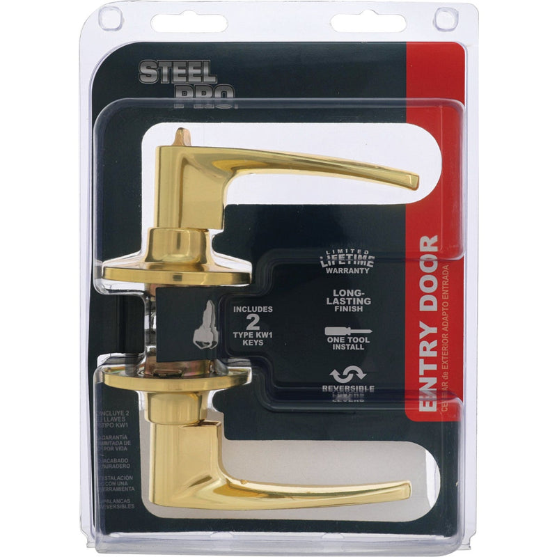 Steel Pro Polished Brass Entry Door Lever