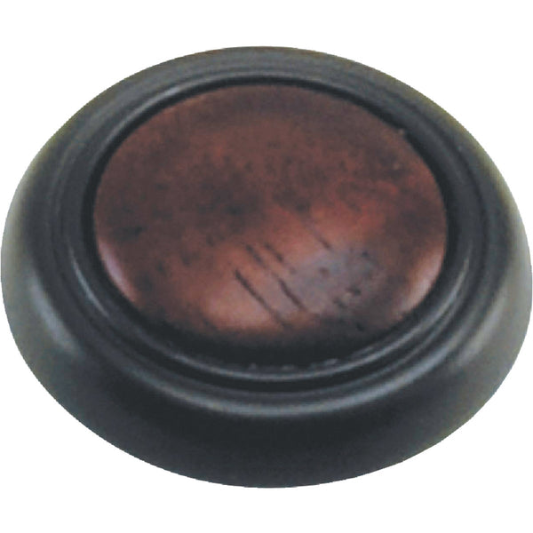 Laurey First Family Round 1-1/4 In. Dia. Oil Rubbed Bronze & Cherry Accent Cabinet Knob