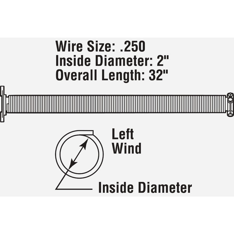 Prime-Line 2 In. x 32 In. Left Wind Garage Door Torsion Spring