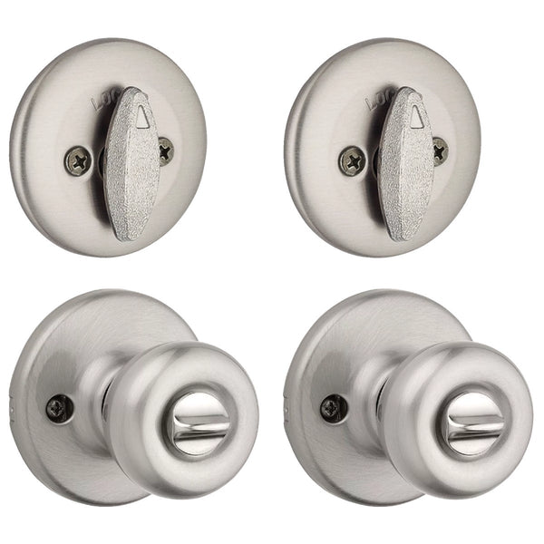 Kwikset Tylo Satin Chrome Deadbolt and Door Knob Combo