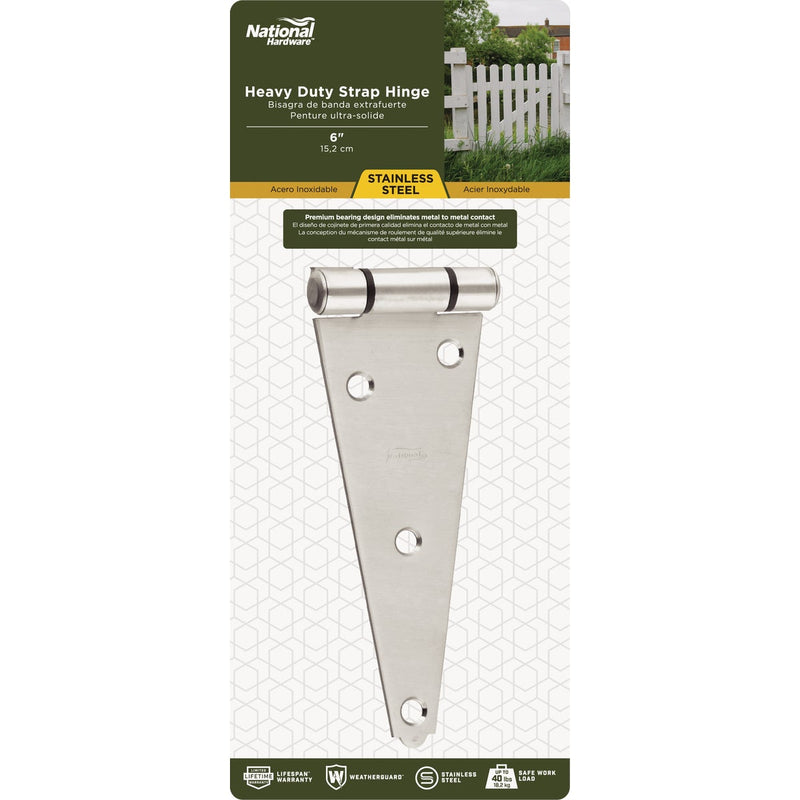 National 6 In. Stainless Steel Heavy Strap Hinge