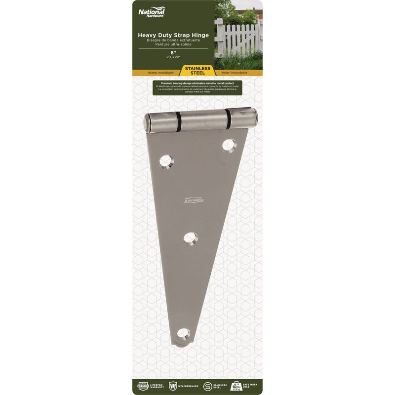 National 8 In. Stainless Steel Heavy Strap Hinge