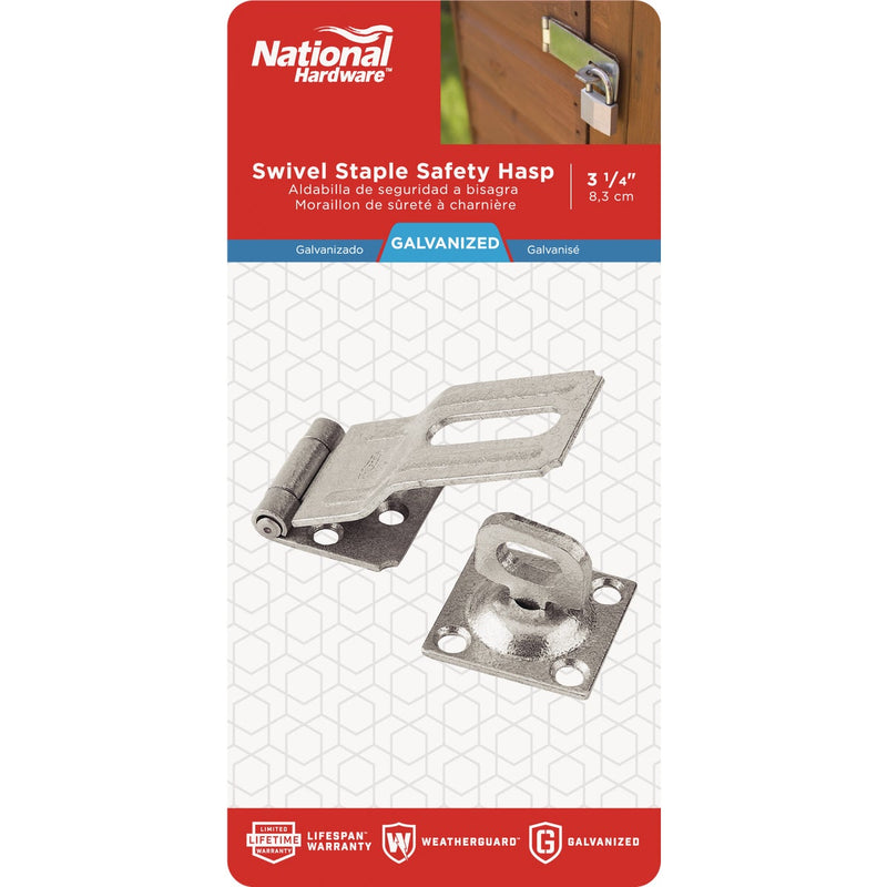 National 3-1/4 In. Galvanized Swivel Safety Hasp