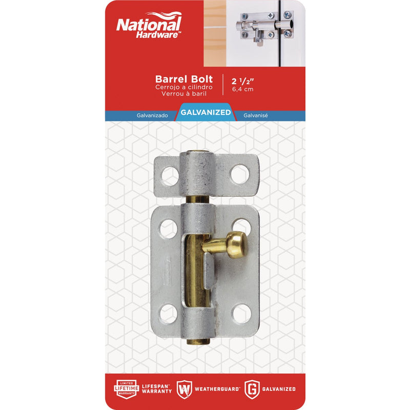 National 2-1/2 In. Galvanized Steel Door Barrel Bolt