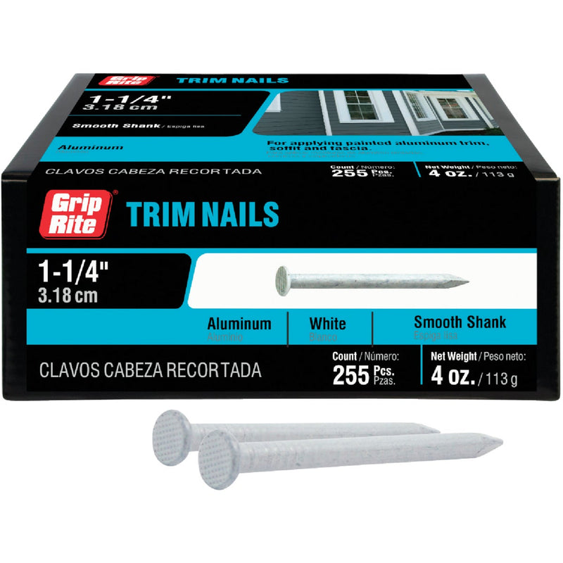 Grip-Rite 1-1/4 In. 12.5 Ga. White Aluminum Trim Nail (4 Oz.)