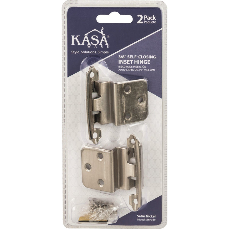 KasaWare 3/8 In. Satin Nickel Self-Closing Inset Hinge (2-Pack)