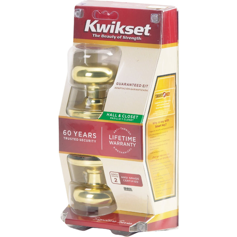 Kwikset Signature Series Polished Brass Hall & Closet Door Knob